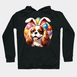 Cavalier King Charles Spaniel in Bunny Ears Celebrates Easter Hoodie